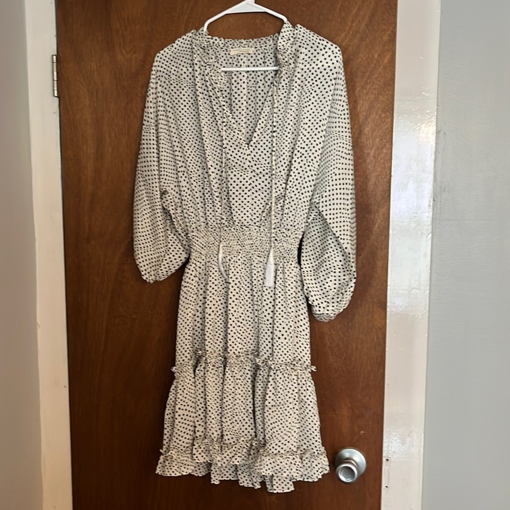 Love stitch black and white polka dot dress